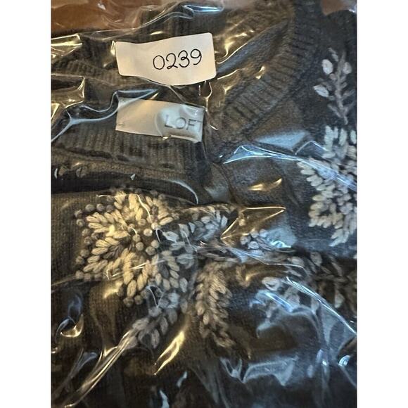 LOFT Floral Embroidered Crew Neck Sweater Women Sz s Dark Cottagecore Grannycore - Picture 9 of 10